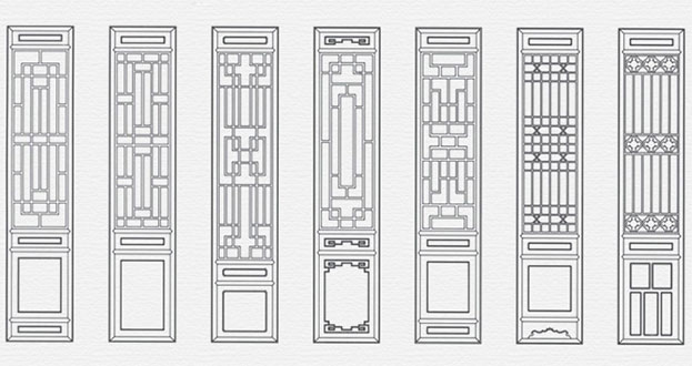 兴城常用中式仿古花窗图案隔断设计图